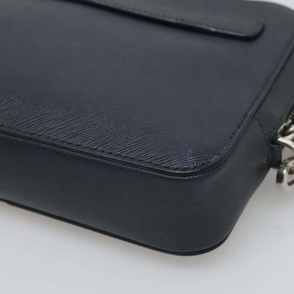 Prada Zip Pochette Saffiano Leather, NAVY, LEATHER, Clutche & pouche