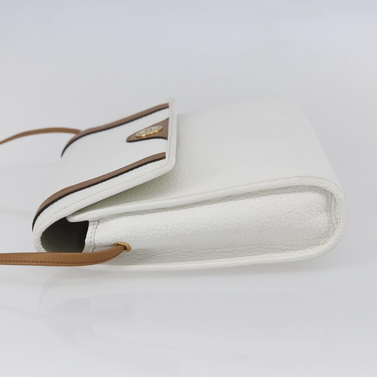 Christian Dior Vintage CD Logo Shoulder Bag Leather, WHITE, LEATHER, Shoulder bag