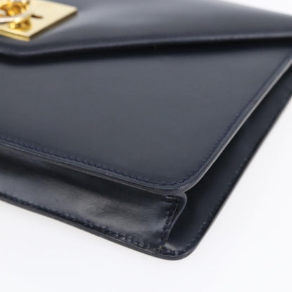 Celine Clutch Bag Leather, NAVY, LEATHER, Clutche & pouche