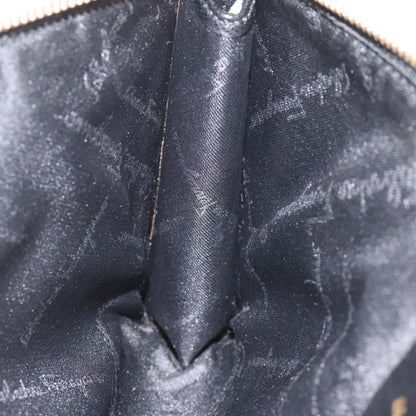 Salvatore Ferragamo Gancini Pouch Leather, BLACK, LEATHER, Clutche & pouche