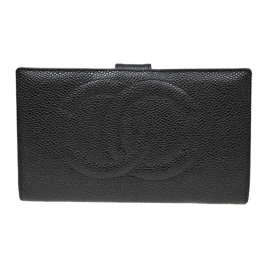 Chanel Timeless CC French Wallet Caviar, Black, Calfskin, Wallet