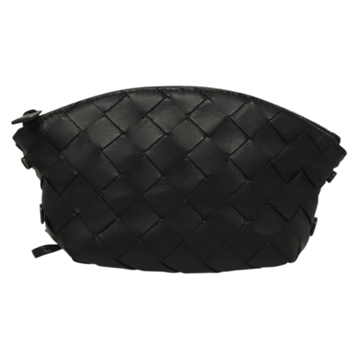 Bottega Veneta Loop Crossbody Bag Intrecciato Nappa, BLACK, LEATHER, Clutche & pouche