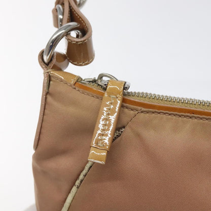 Prada Zip Hobo Tessuto with Leather, BEIGE, NYLON, Shoulder bag