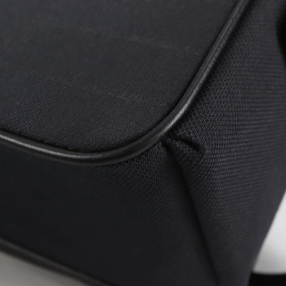 Versace Front Pocket Shoulder Bag Leather and Canvas, BLACK, CANVAS, Shoulder bag