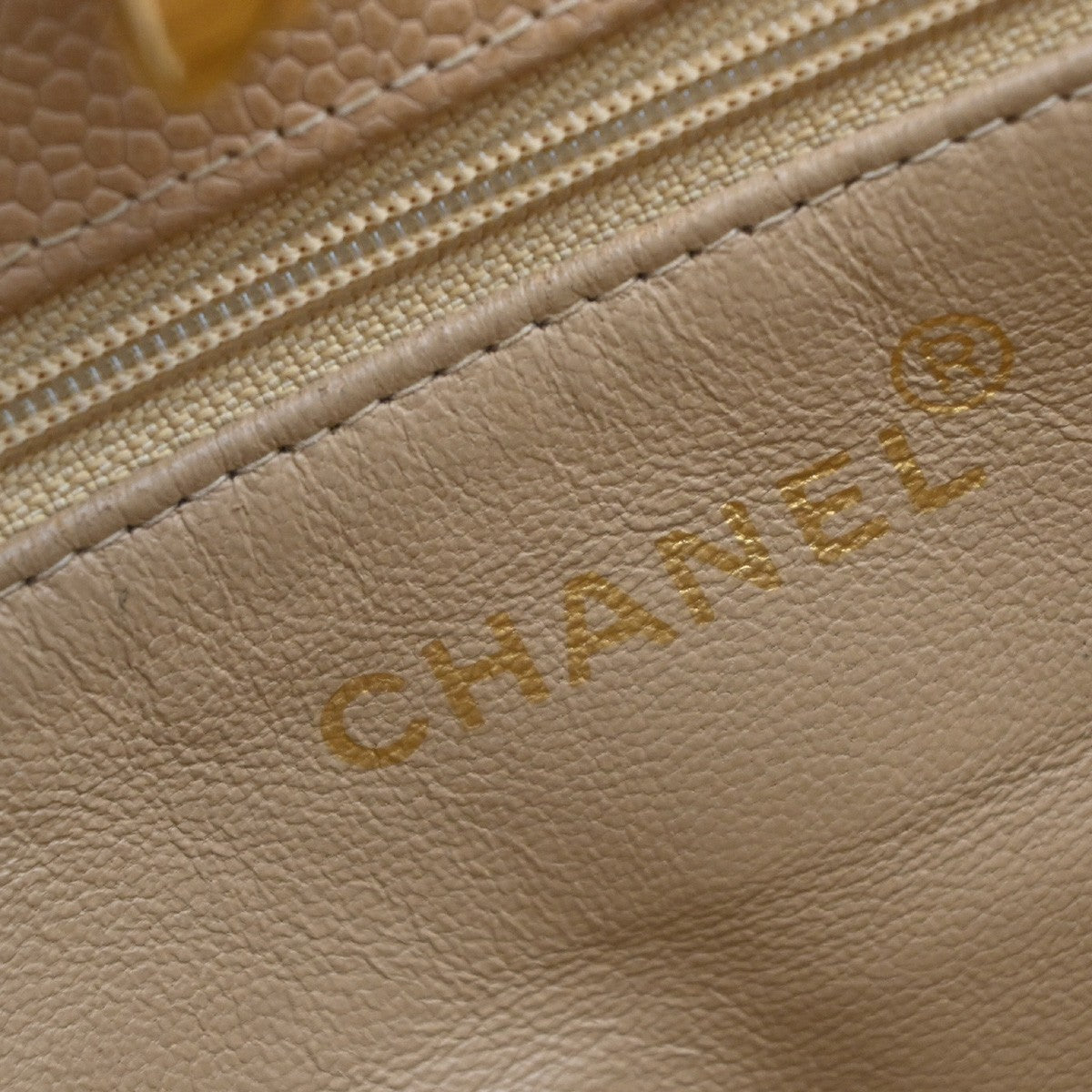 Chanel Vintage CC Lock Pocket Tote Quilted Caviar, BEIGE, LEATHER, Handbag