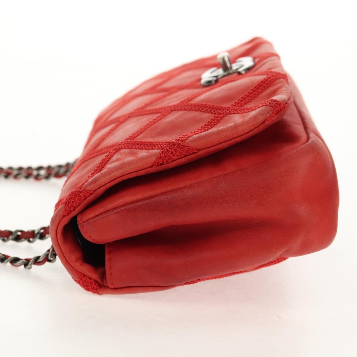 Chanel Diamond Stitch Chain Flap Bag Quilted Iridescent Calfskin, RED, LEATHER, Shoulder bag