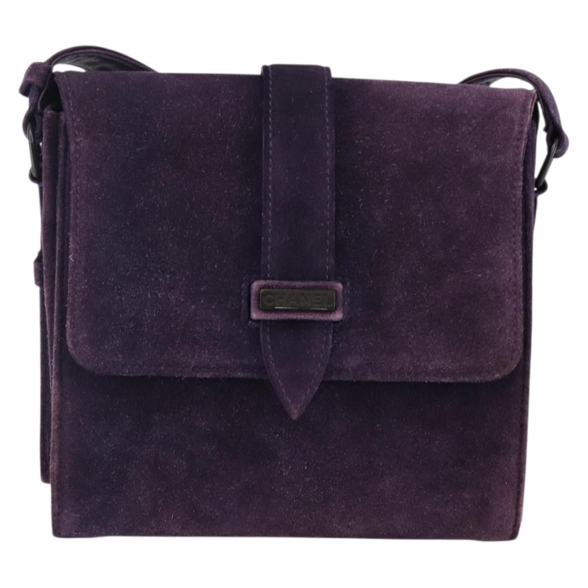 Chanel Flap Clutch Shearling, PURPLE, SUEDE, Clutche & pouche