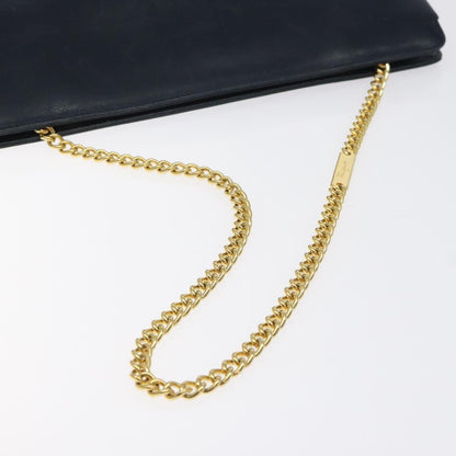 Salvatore Ferragamo Vintage Chain Shoulder Bag Leather, NAVY, LEATHER, Shoulder bag