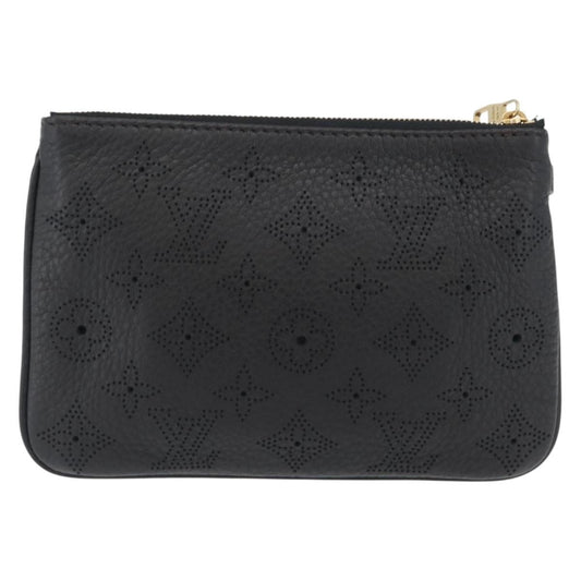 Louis Vuitton Selene Pochette Mahina Leather, Black, Leather, Clutch