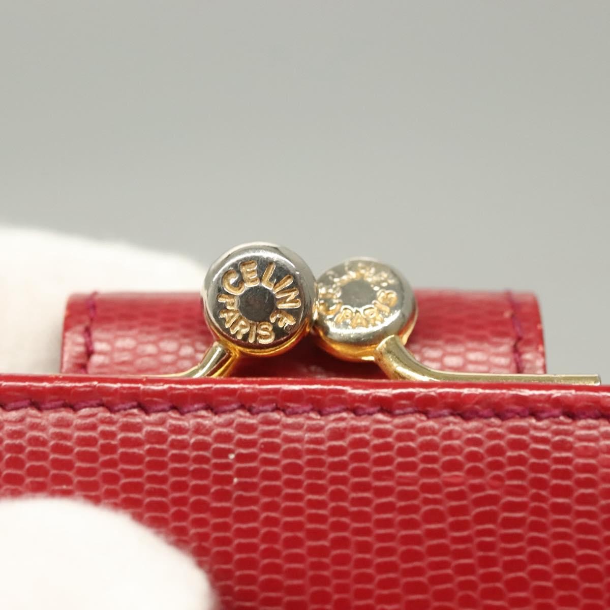 Celine Circle Logo Compact Wallet Leather, RED, LEATHER, Wallets