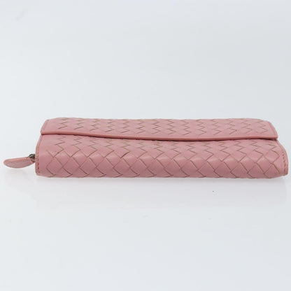 Bottega Veneta Intrecciato Long Zip  Wallet Leather, PINK, LEATHER, Wallets