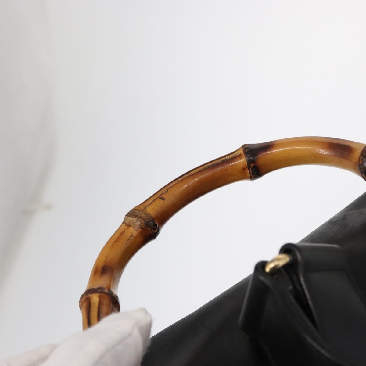 Gucci Vintage Bamboo Backpack Leather, BLACK, LEATHER, Backpack