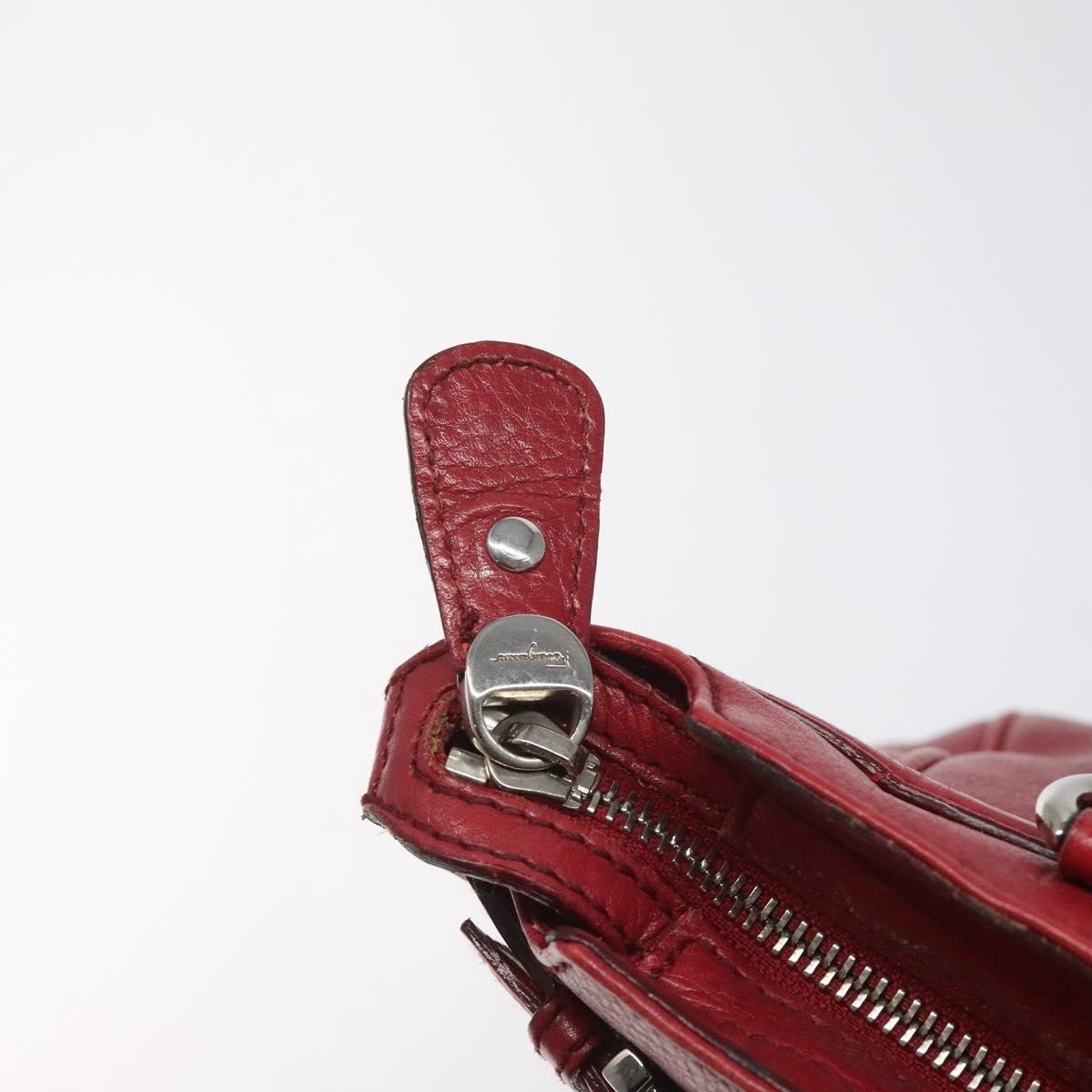 Salvatore Ferragamo Gancini handbag Leather, RED, LEATHER, Handbag