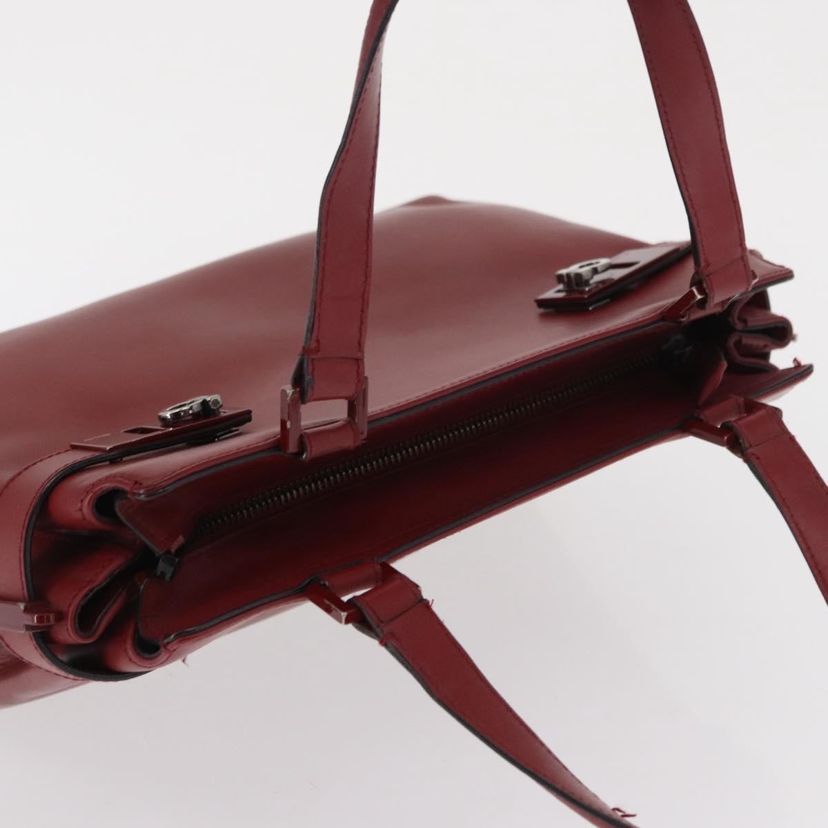 Salvatore Ferragamo Double Gancini Side Buckle Tote Leather, RED, LEATHER, Handbag