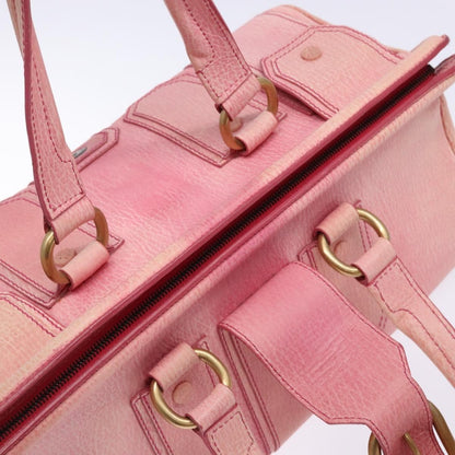Celine Ella Satchel Leather, PINK, LEATHER, Handbag