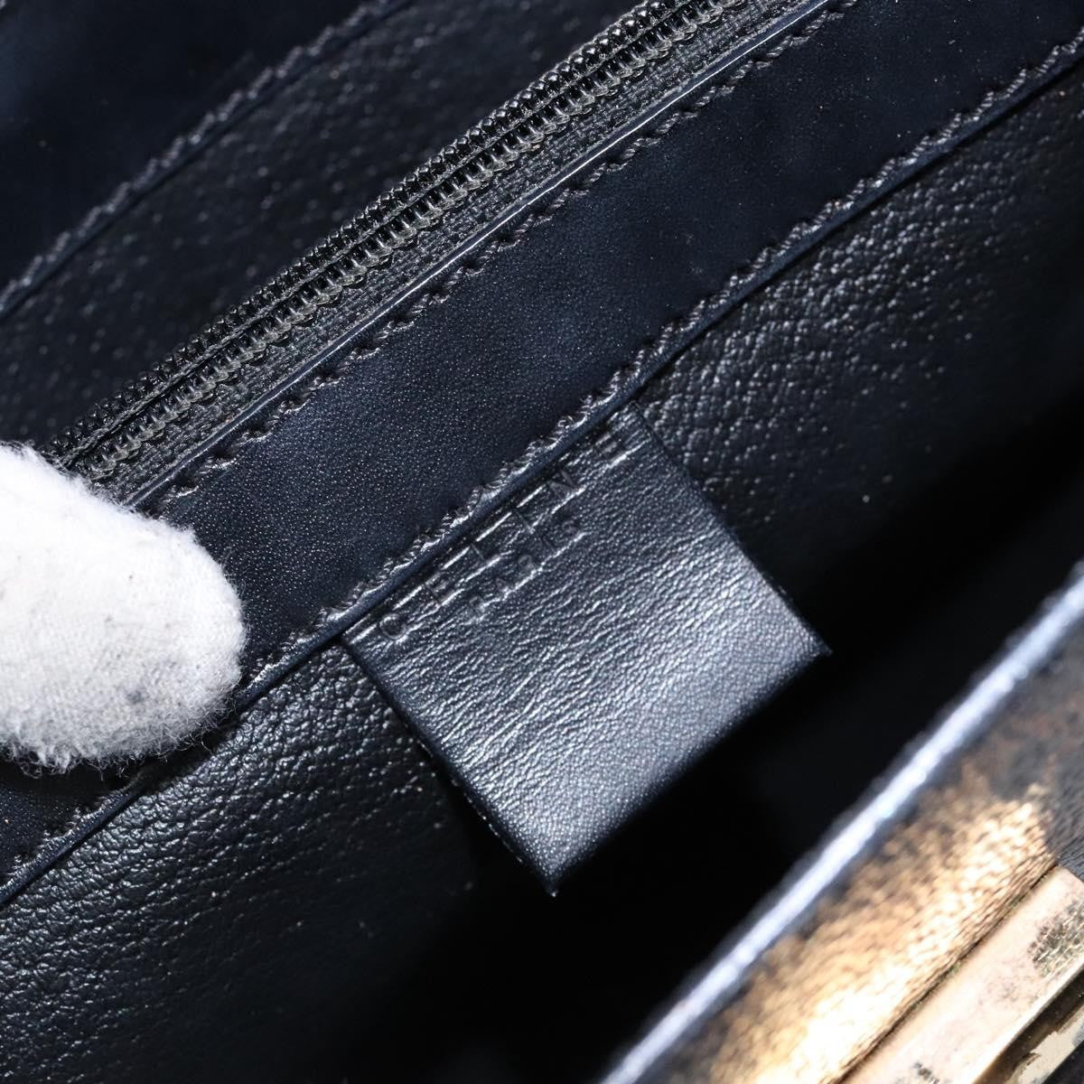 Celine Vintage Convertible Top Handle Bag Macadam Coated Canvas, BLACK, CANVAS, Handbag