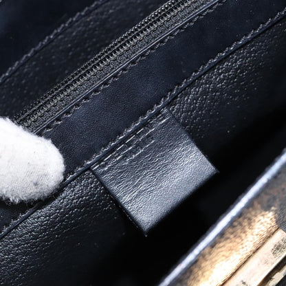 Celine Vintage Convertible Top Handle Bag Macadam Coated Canvas, BLACK, CANVAS, Handbag