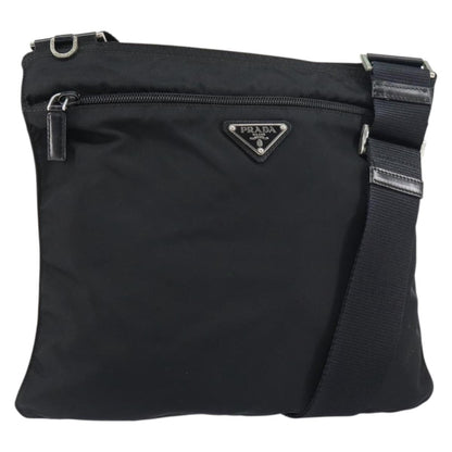 Prada Front Pocket Messenger Bag Tessuto, BLACK, NYLON, Shoulder bag