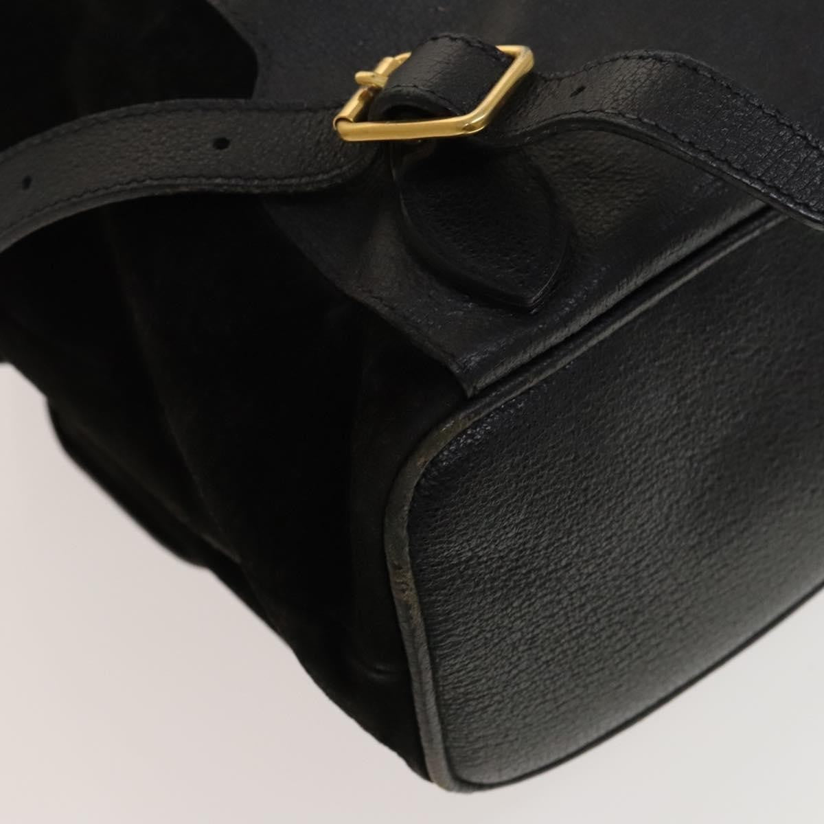 Gucci Vintage Bamboo Backpack Suede and Leather, Black, Suede, Backpack