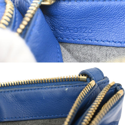 Celine Trio Crossbody Bag Leather, BLUE, LEATHER, Crossbody bag