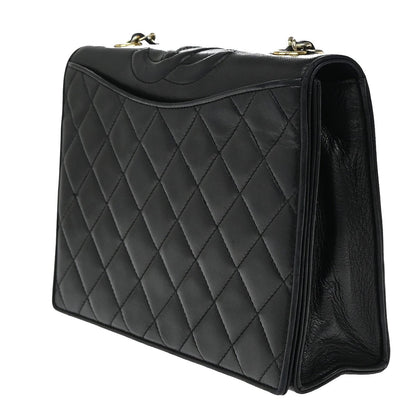 Chanel Vintage CC Chain Full Flap Bag Quilted Leather, BLACK, LEATHER, Shoulder bag