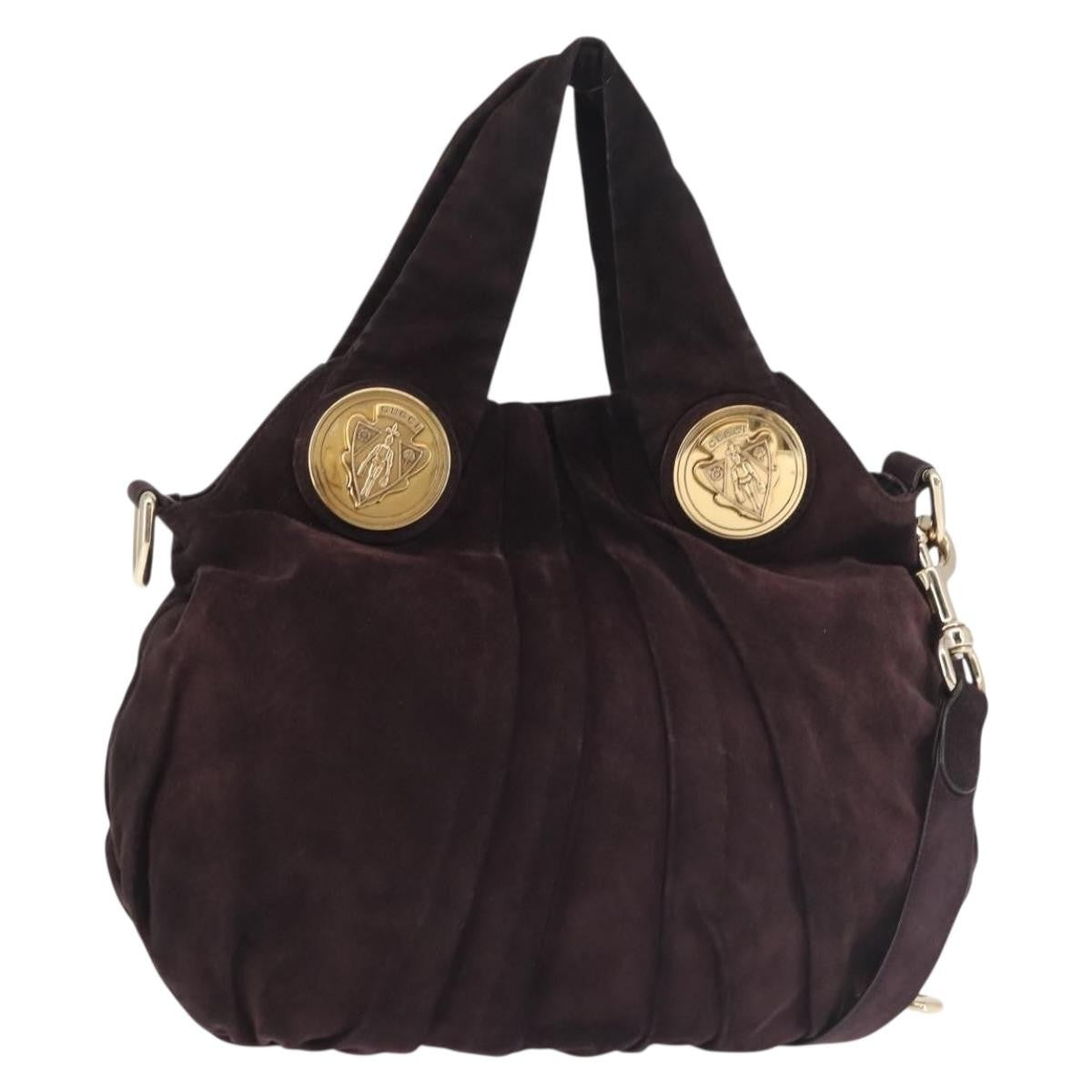 Gucci Hysteria Convertible Top Handle Bag Suede, BURGUNDY, SUEDE, Handbag