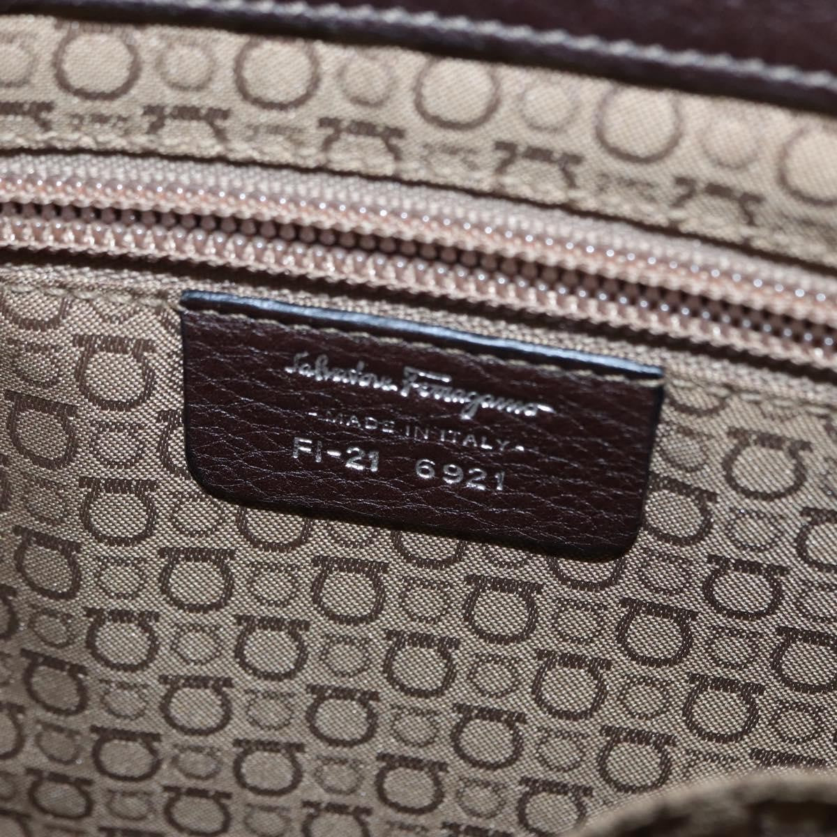 Salvatore Ferragamo Gancini Shoulder Bag Leather, BROWN, LEATHER, Shoulder bag