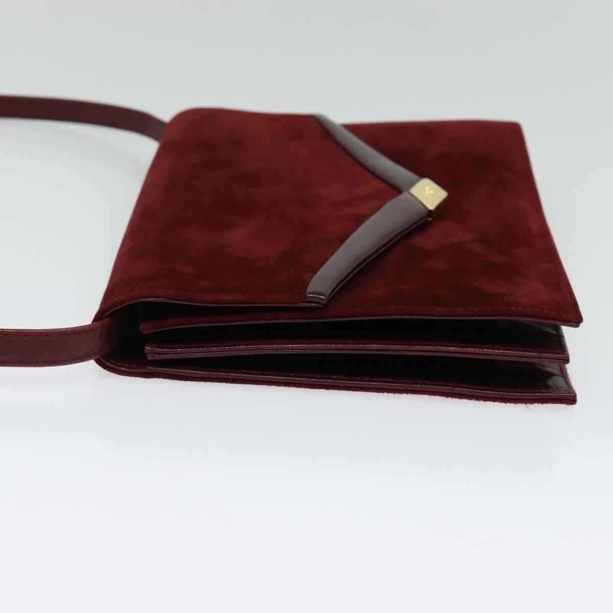 Salvatore Ferragamo Flap Shoulder Bag Suede, BURGUNDY, SUEDE, Shoulder bag