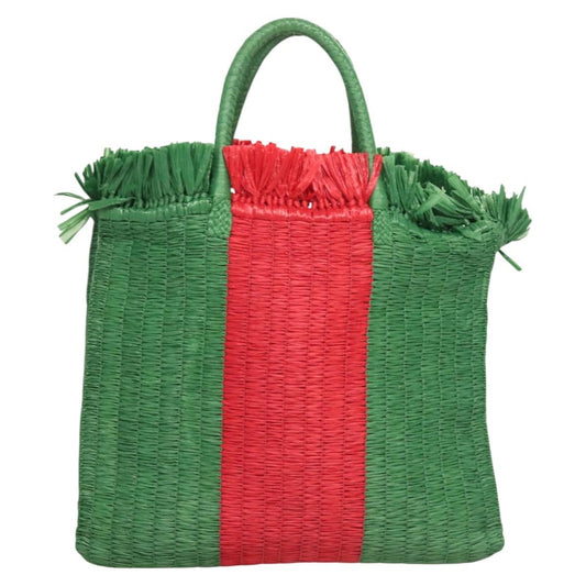 Gucci Cestino Tote Woven Raffia, GREEN, WICKER, Tote bag