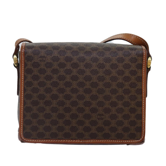 Celine Vintage Macadam Shoulder Bag Canvas and Leather, BROWN, CANVAS, Shoulder bag