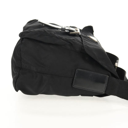 Prada Buckle Messenger Bag Tessuto, BLACK, NYLON, Shoulder bag