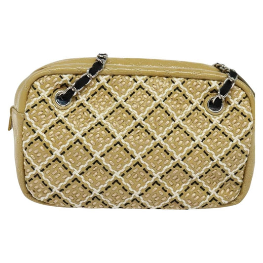 Chanel Camera Case Bag Woven Stitch Patent, BEIGE, PATENT_LEATHER, Crossbody bag