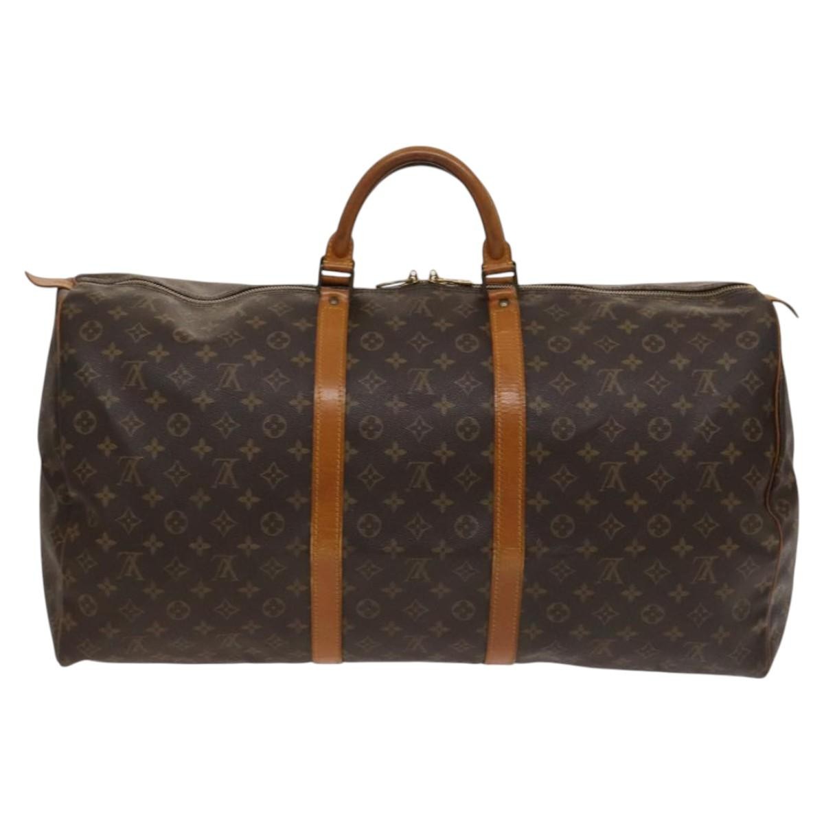 Louis Vuitton Keepall Bag Monogram Canvas, BROWN, CANVAS, Travel bag