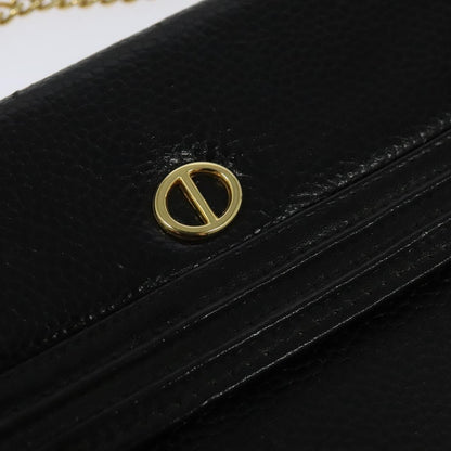 Christian Dior Vintage Chain Flap Shoulder Bag Leather, BLACK, LEATHER, Shoulder bag