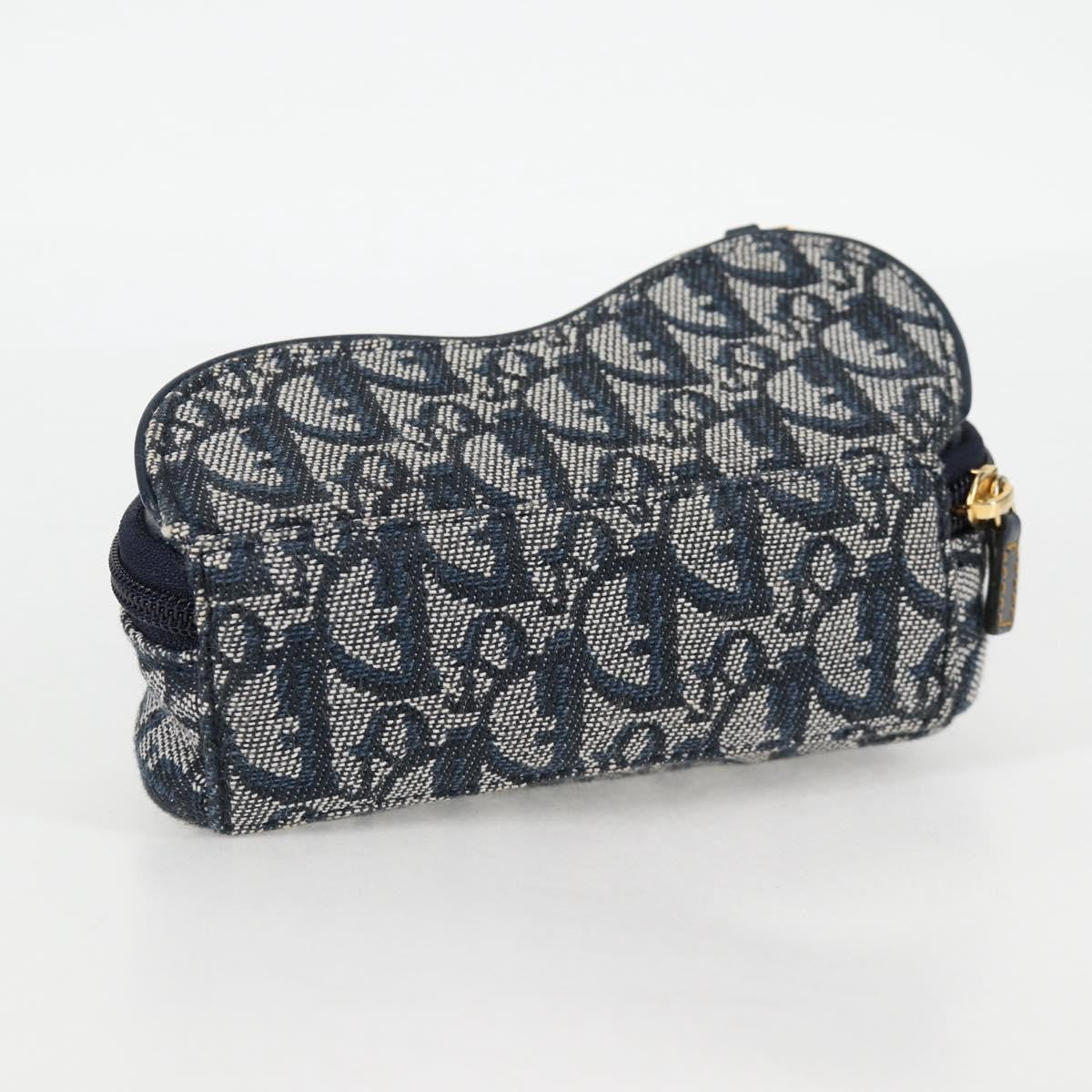 Christian Dior Saddle Zip Pouch Diorissimo Canvas, NAVY, CANVAS, Clutche & pouche
