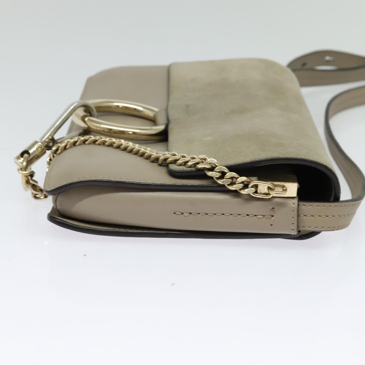 Chloe Faye Shoulder Bag Leather and Suede, BEIGE, LEATHER, Shoulder bag