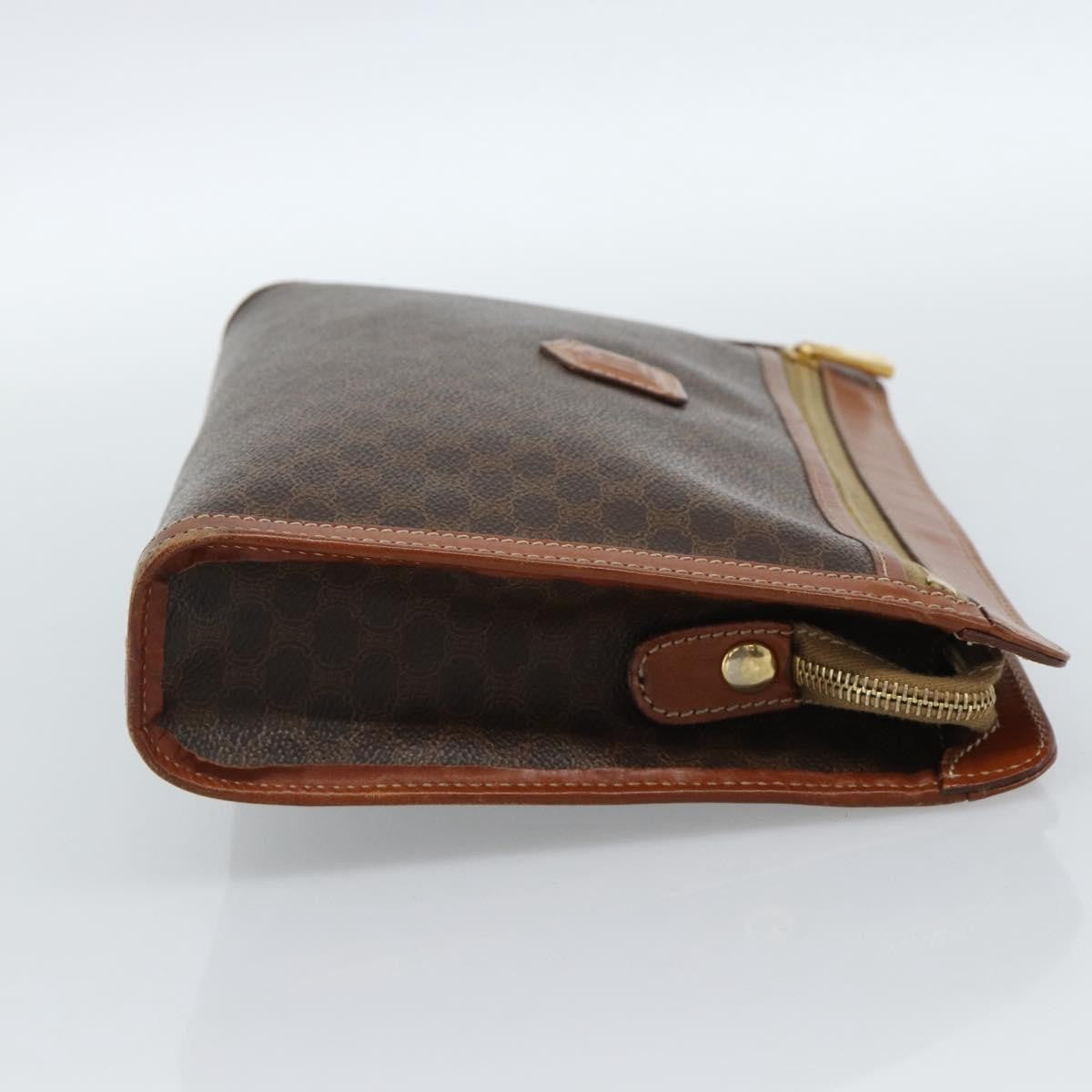 Celine Macadam Pochette Canvas, Brown, Canvas, Clutch