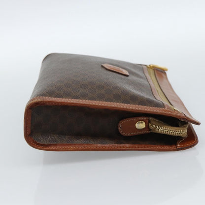 Celine Macadam Pochette Canvas, Brown, Canvas, Clutch