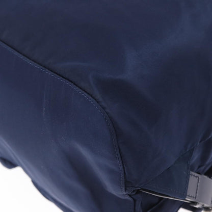 Prada Vela Double Front Pocket Backpack Tessuto with Saffiano Leather, BLUE, NYLON, Backpack
