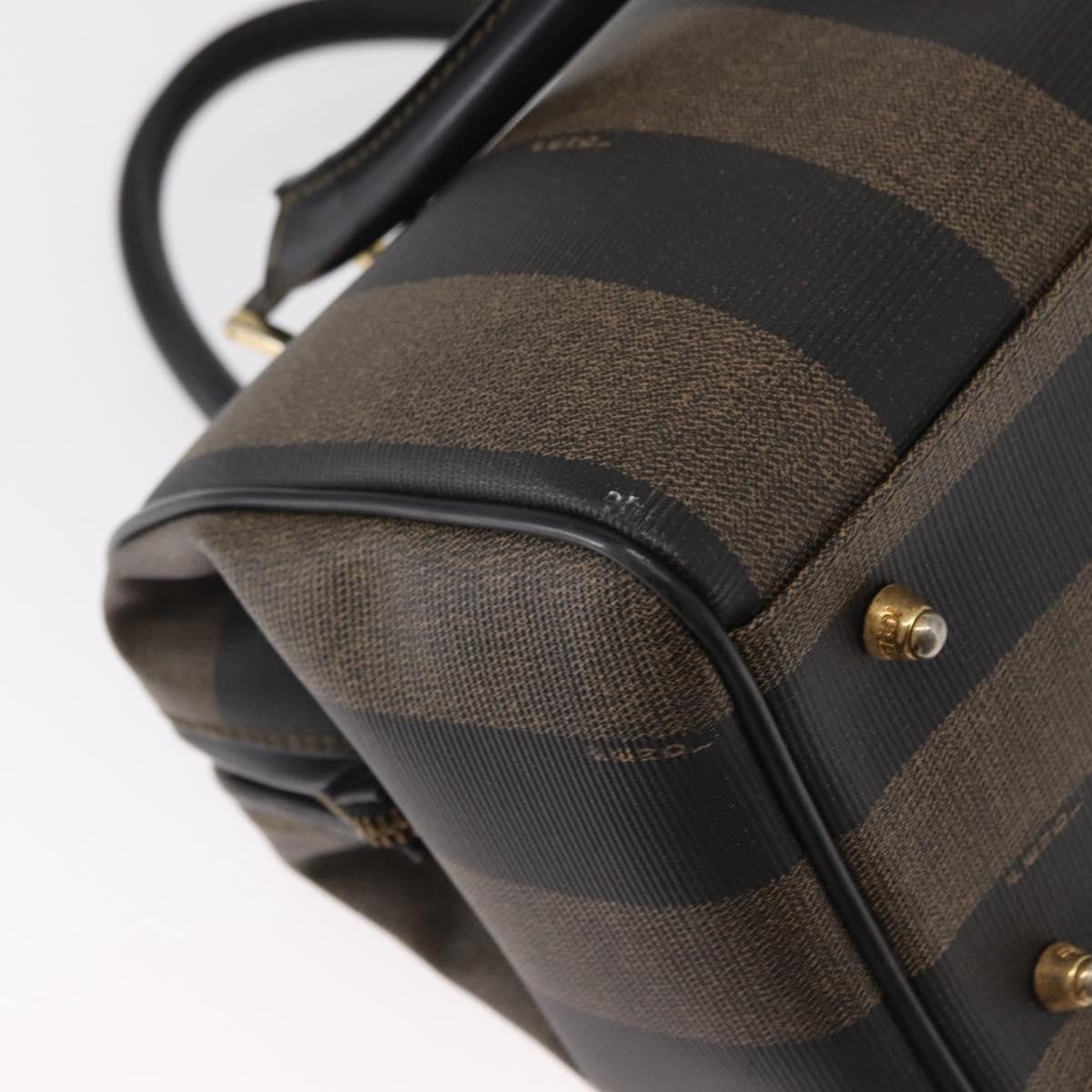 Fendi Vintage Pequin Convertible Boston Bag Coated Canvas, BROWN, CANVAS, Travel bag