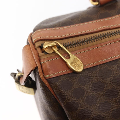 Celine Macadam Handbag Macadam with leather, BROWN, CANVAS, Handbag