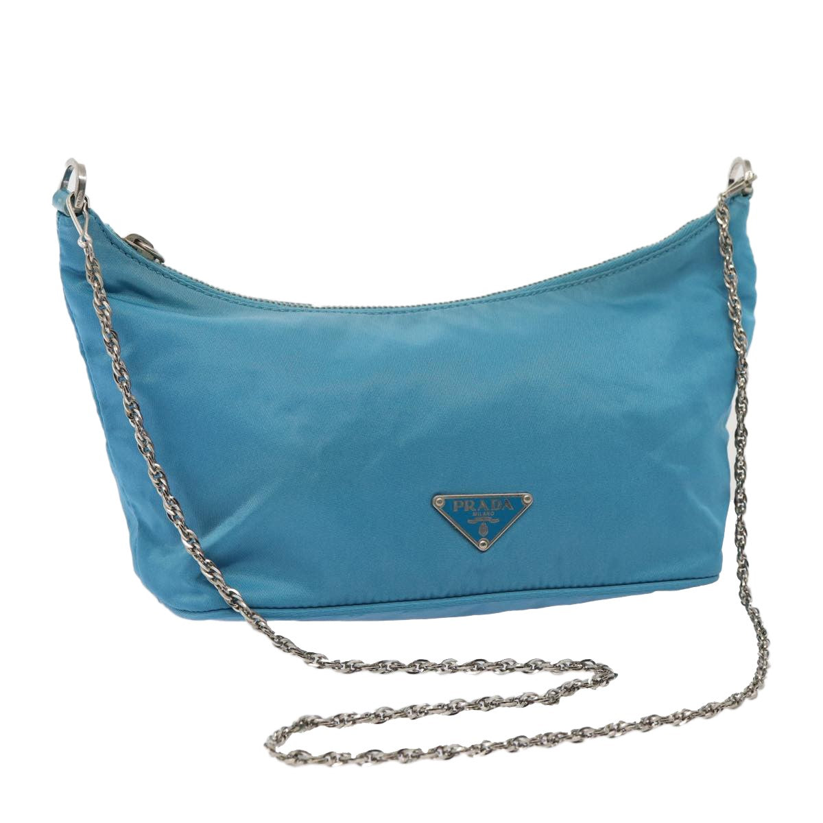 Prada Vintage Chain Shoulder Bag Tessuto, BLUE, NYLON, Shoulder bag