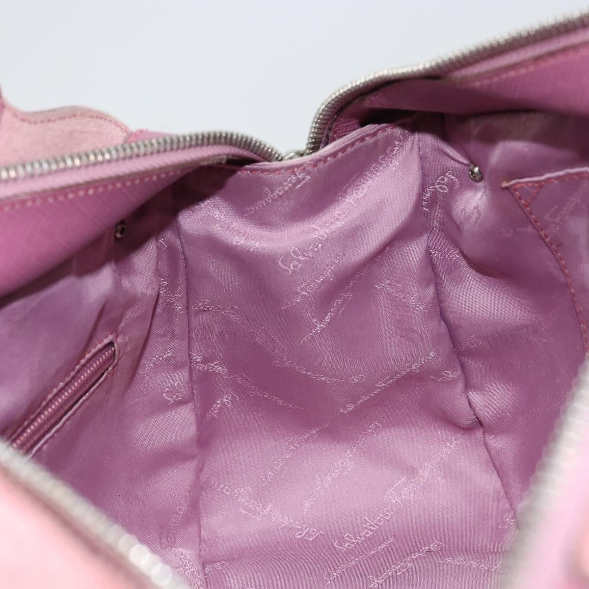 Salvatore Ferragamo Gancini handbag Suede, PINK, SUEDE, Handbag