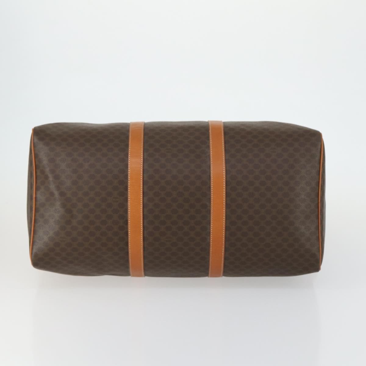 Celine Vintage Duffle Bag Macadam Coated Canvas, BROWN, PVC, Travel bag