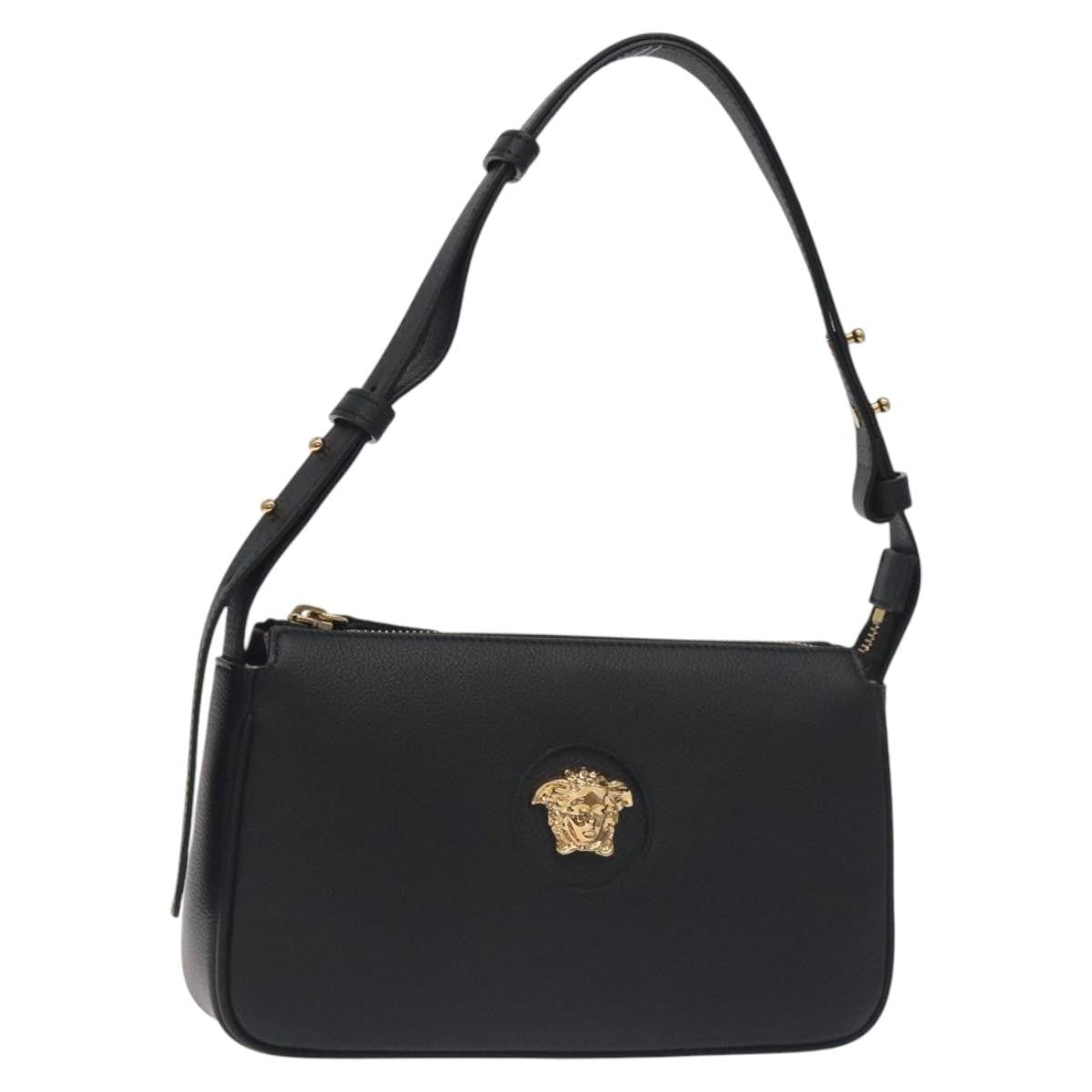 Versace Medusa Shoulder Bag Leather, BLACK, LEATHER, Shoulder bag