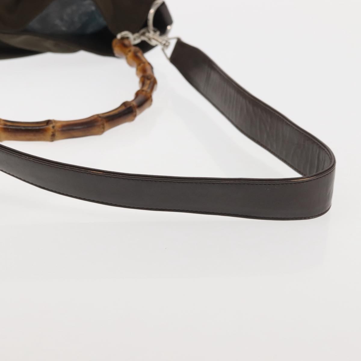 Gucci Sherry bamboo Shoulder Bag Nylon, KHAKI, NYLON, Shoulder bag