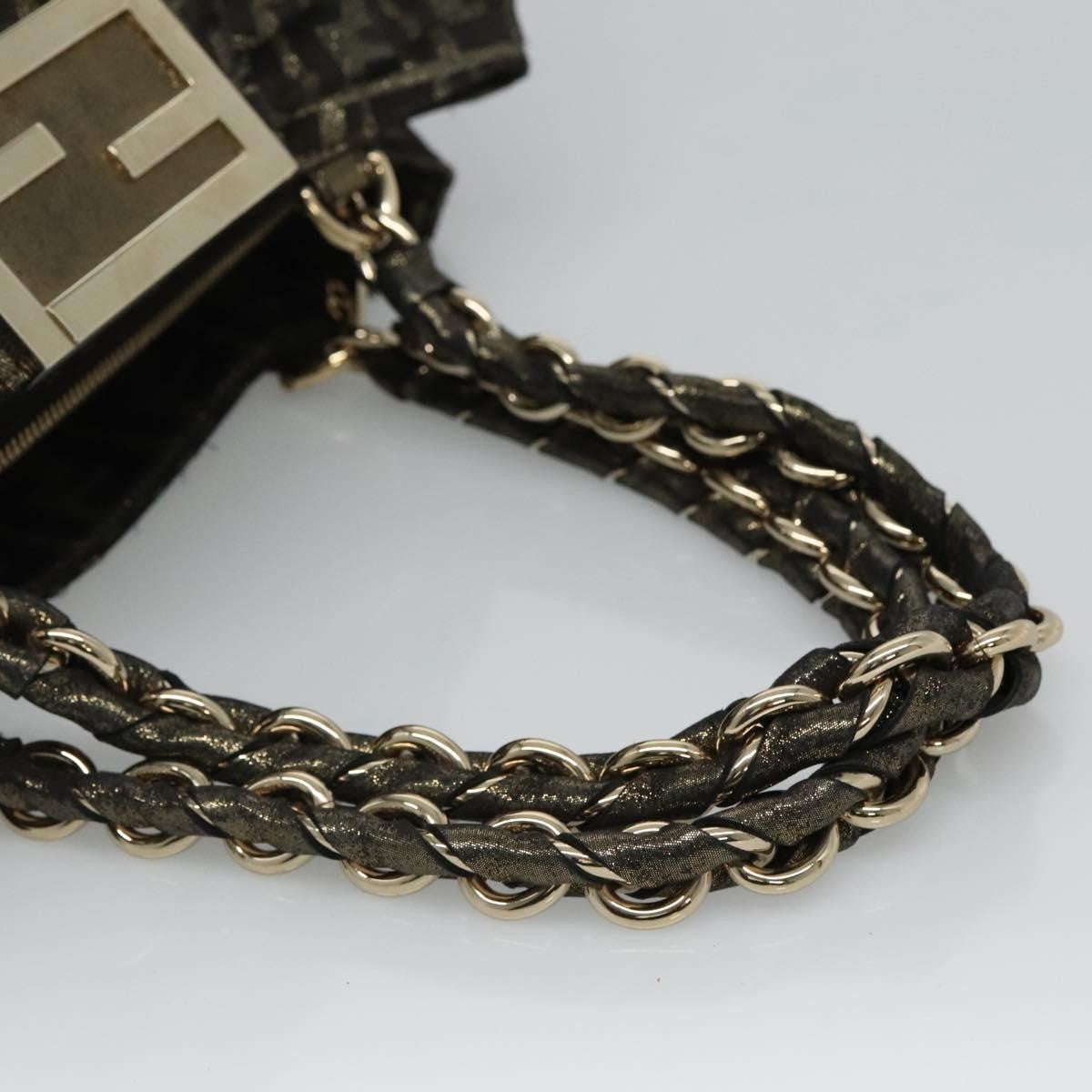 Fendi Mia Tote Metallic Zucca Canvas, BROWN, CANVAS, Tote bag