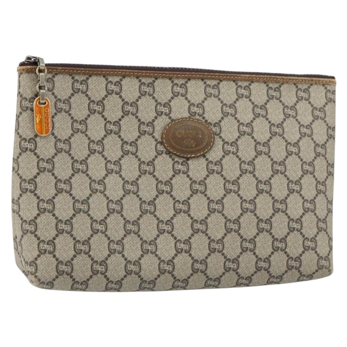 Gucci Zip Pouch GG Canvas, BEIGE, CANVAS, Clutche & pouche