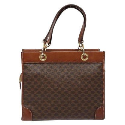 Celine Macadam Handbag Macadam with leather, BROWN, CANVAS, Handbag