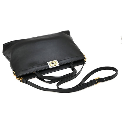 Gucci Linea Matisse Interlocking G Top Handle Tote Leather, BLACK, LEATHER, Tote bag